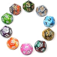 Vista 11 de SmartDealsPro Paquete de 10 dados poliédricos multicolor D4 D6 D8 D10 D12 para juegos de mesa Dungeons and Dragons DND RPG MTG (doble color, D4)