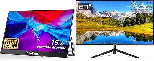 Miniatura 1 de InnoView Paquetes de monitores portátiles y de computadora 156 pulgadas y 27 pulgadas 2 unidades FHD 1920 x 1080p bisel delgado de 178 de visión
