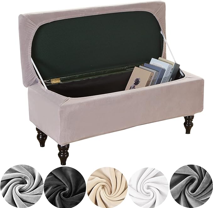 Amazon.com : Jacquard Velvet Rectangle Ottoman Cover - Folding Storage ...