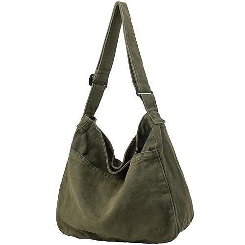 Canvas Tote Bag Casual Hobo Crossbody Shoulder Bag for Women