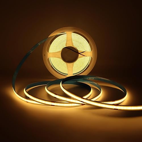 Tira de luz LED COB azul de 12 V de 0.315 in de ancho, 480 LEDsm, 16.4 pies16.4 ft, CRI90, cinta de cinta LED flexible de corte para casa,