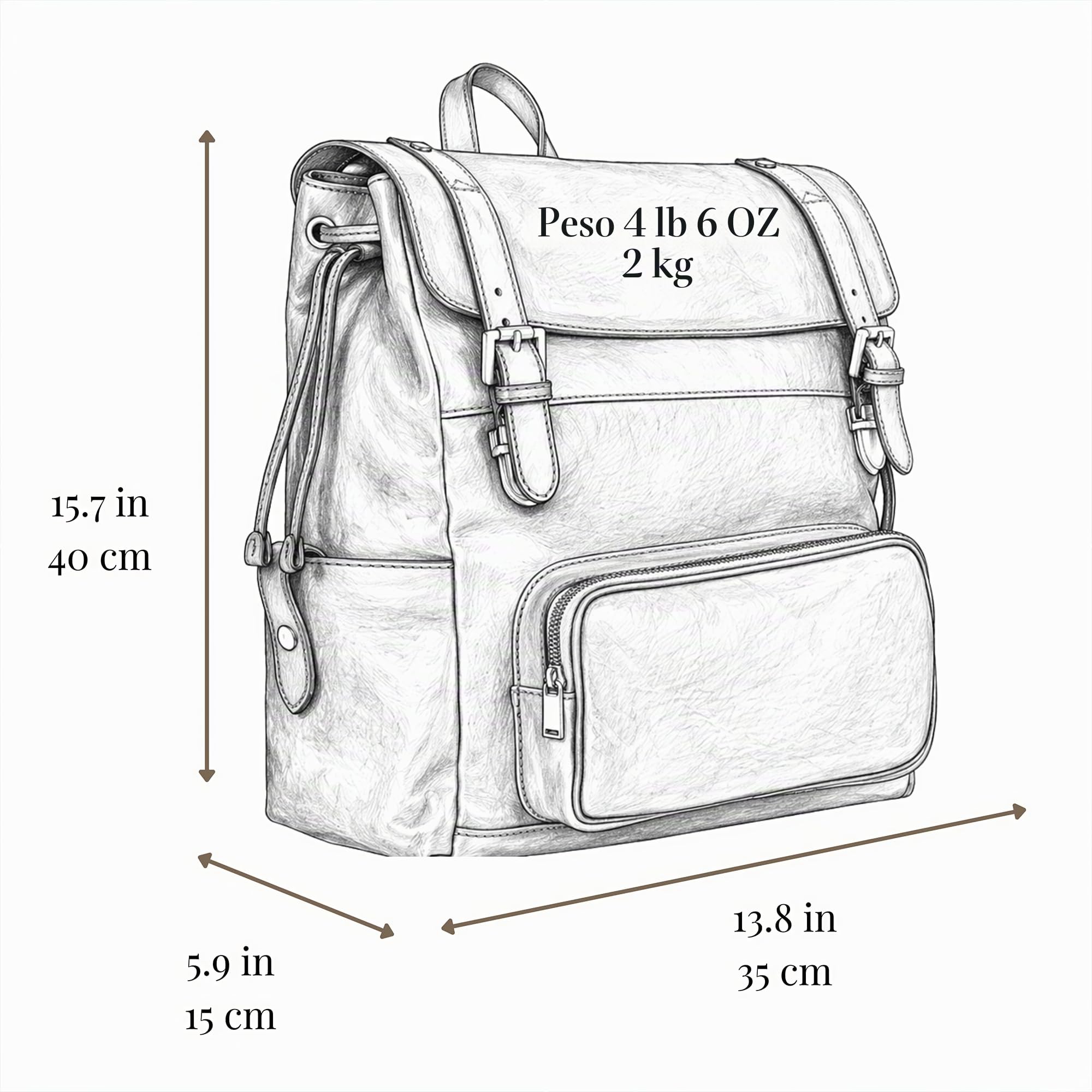 Time Resistance Mochila para Mujer y Hombre - Bolso Casual para el Trabajo, Colegio o Universidad - Cuero de Grano Entero y Correas Ajustables, Color Coñac