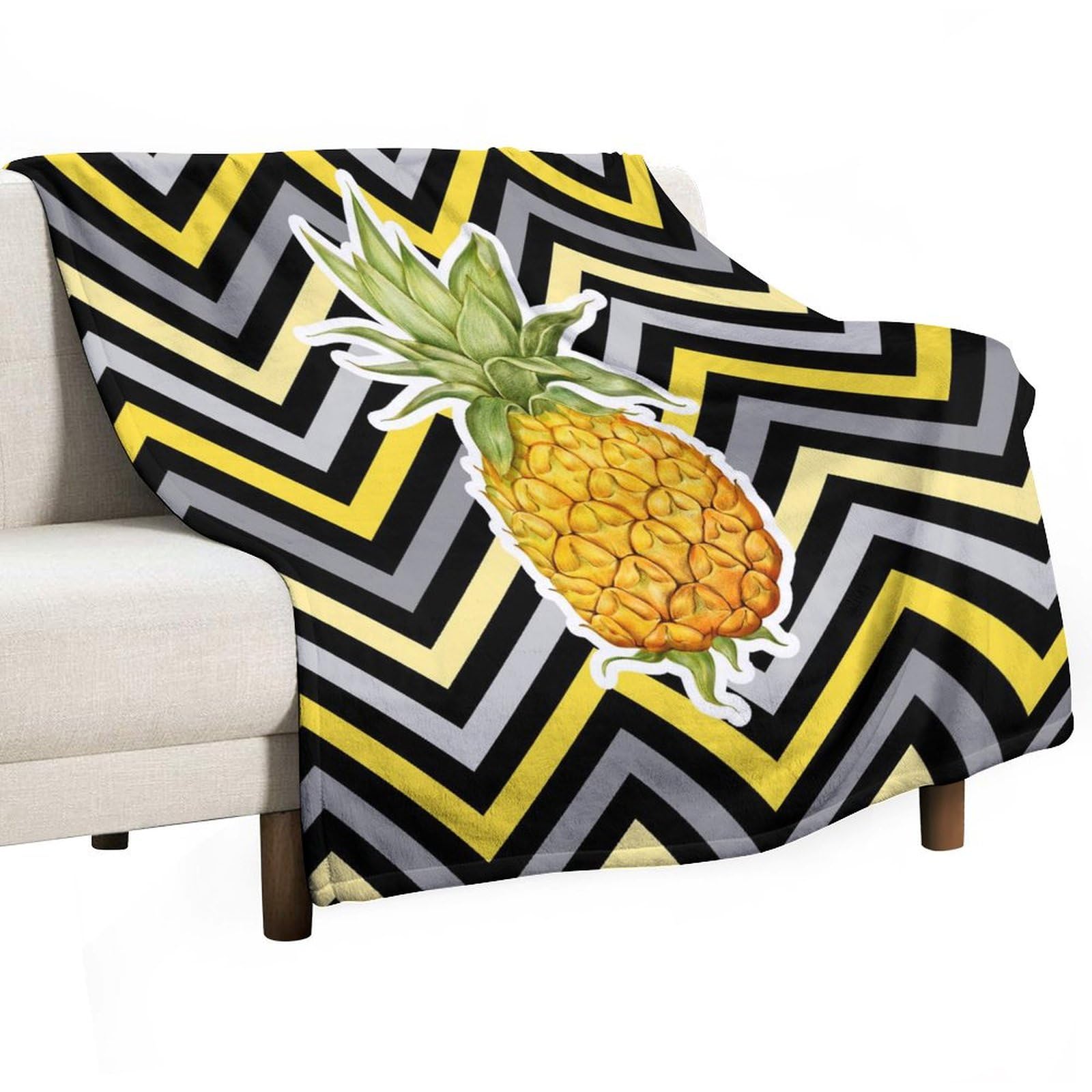 Couverture de lit ananas jaune exotique pour des moments cocooning en famille sur le canapé