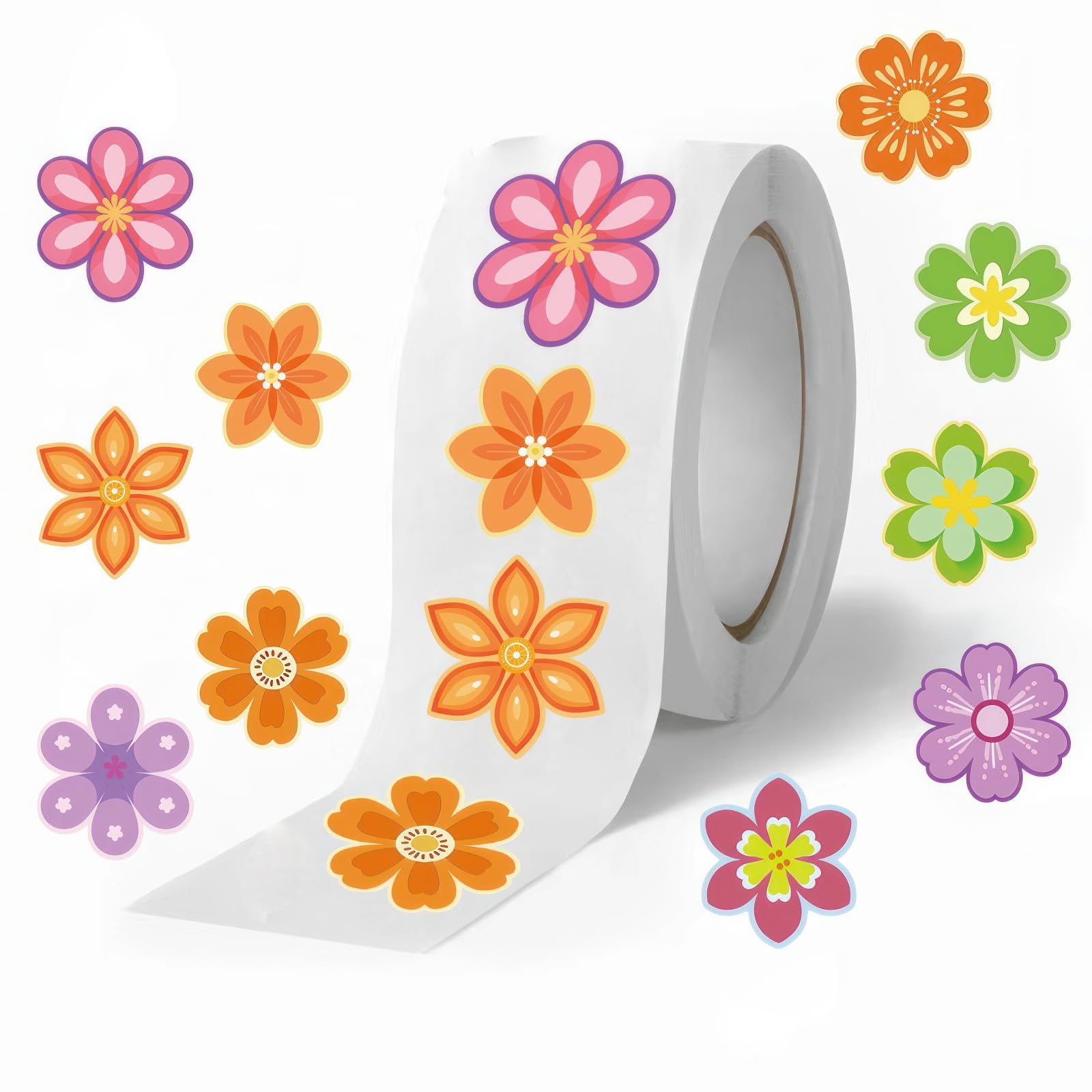 500pcs Flower Stickers for Teens Spring Summer Roll Sticker Waterproof and Sun-Proof Flower Roll Sticker for Scrapbooks Envelopes Cards Gift Boxes