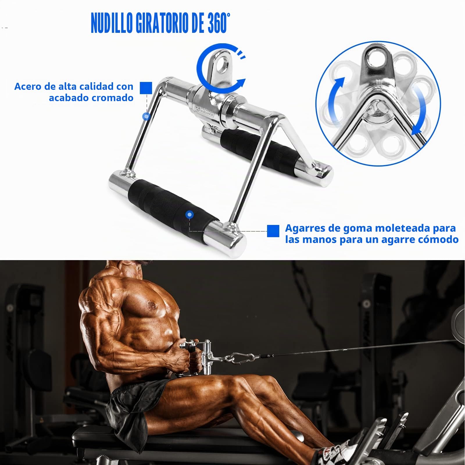 POWER GUIDANCE Accesorios para Barra Lateral tríceps Tirador de Cable Accesorios para máquina Pesas Accesorios para máquina de Cable para el Gimnasio casa (V Handle+Triceps Rope+V-Shaped Bar)