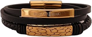 Elegant Bear Leather and Rose Gold Bracelet, Brown and Gold