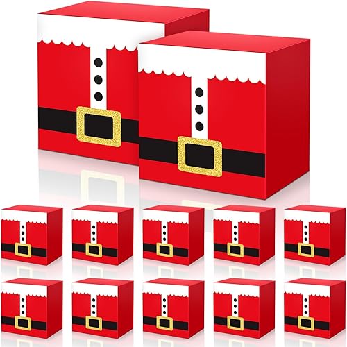 ZOIIWA 12 cajas de fiesta de traje de Papá Noel, cajas de regalo de fiesta de Navidad, cajas de dulces de Papá Noel, cajas de regalo de Navidad,