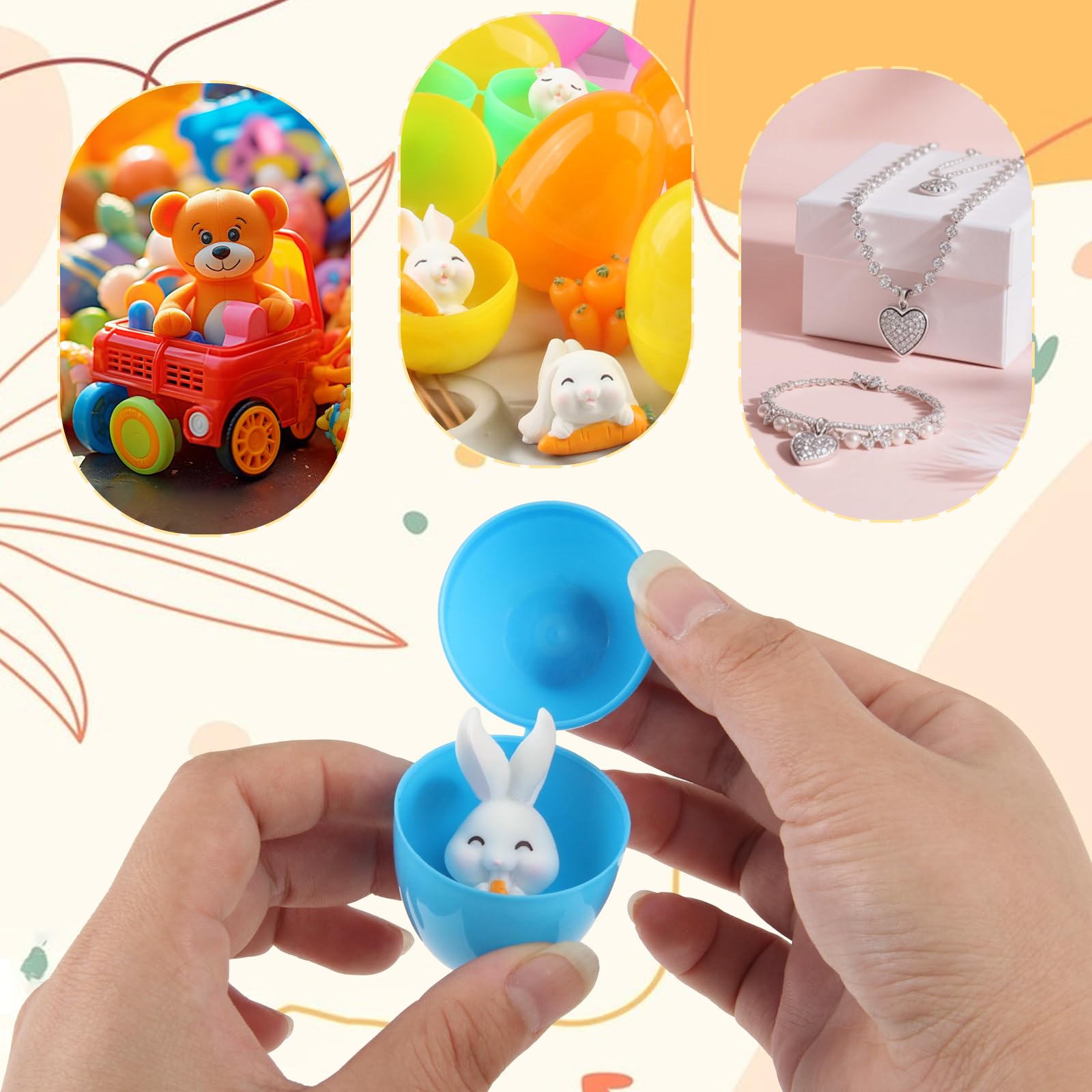 YUE QIN Plastikowe jajka wielkanocne do napełniania, 36 sztuk, 6 cm, kolorowe jajka wielkanocne, dekoracyjne jajka z tworzywa sztucznego, do wypełniania słodyczy i prezentów dla dzieci na Wielkanoc
