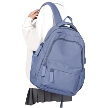 winspansy Simple Cute Backpack for Women Men Waterproof College Bag fit 14 Inch Laptop with USB Charging Port,Violet