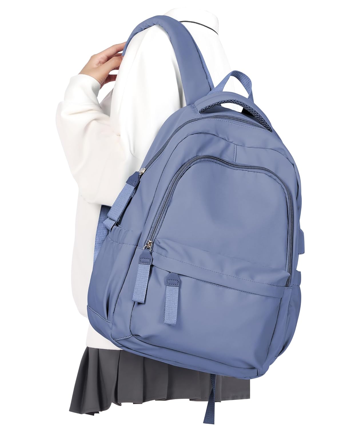 winspansy Simple Cute Backpack for Women Men Waterproof College Bag fit 14 Inch Laptop with USB Charging Port