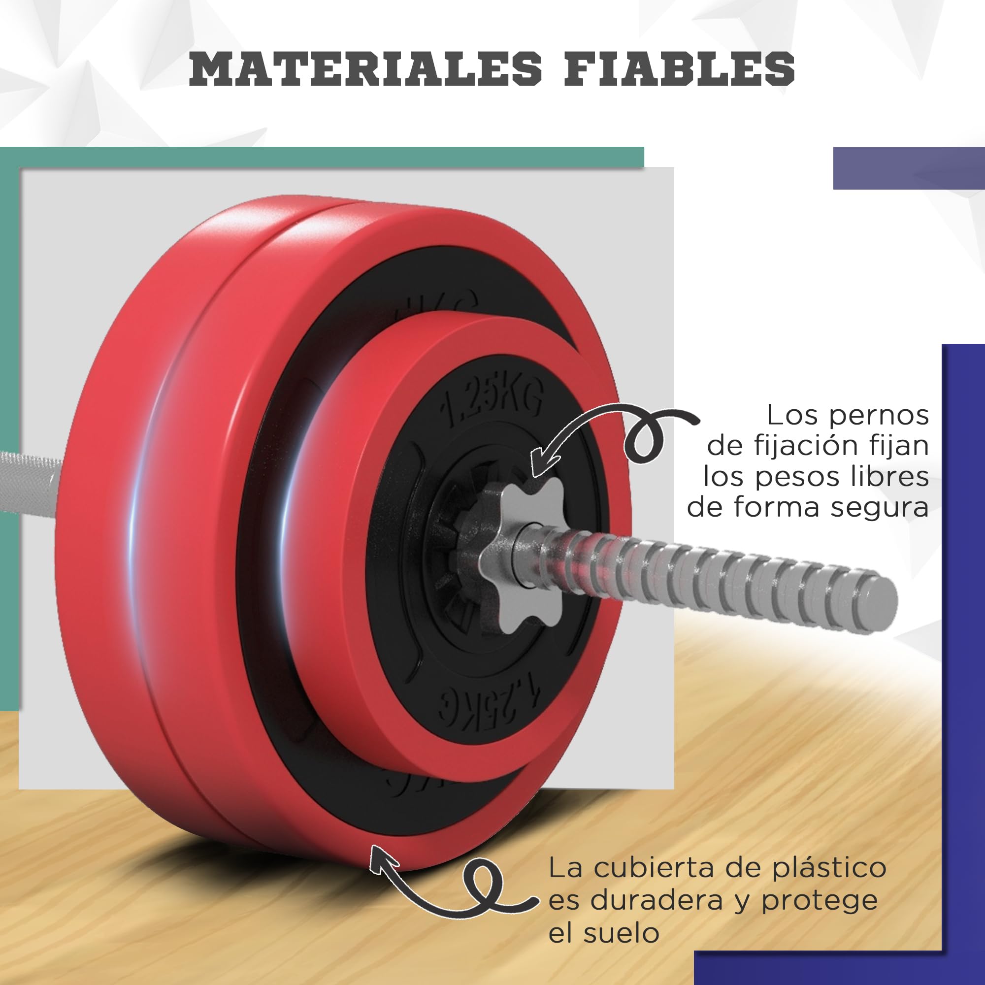 SPORTNOW Barra de Pesas 30 kg con Mancuernas Set de Musculación con 6 Discos 1,5kg 2,5kg 7kg y 1 Barra para Entrenamiento de Fuerza Levantamiento de Pesas en Hogar Gimnasio Oficina 170x26x26 cm Rojo