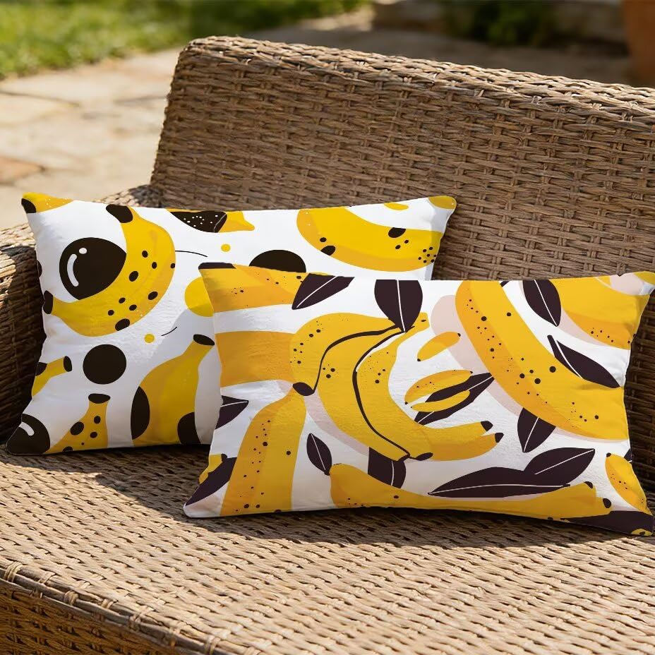 Housse de coussin de jardin 40x70 jaune banane imperméable et anti UV