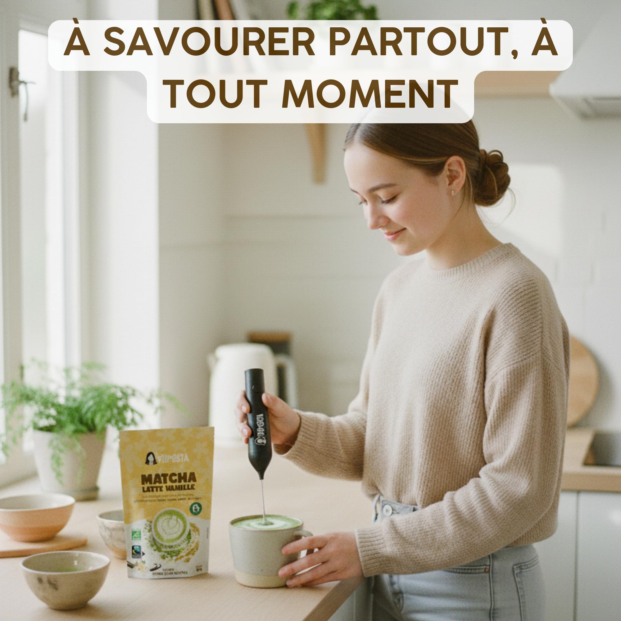 YUMISTA - Matcha Latte Vanille Instantané Bio - Format 2 kg Thé Matcha Poudre et Lait d'Avoine Sans Gluten - Thé Vert Matcha Premium en Sachet - Boisson Vegan Onctueuse Rapide Chaude ou Glacée