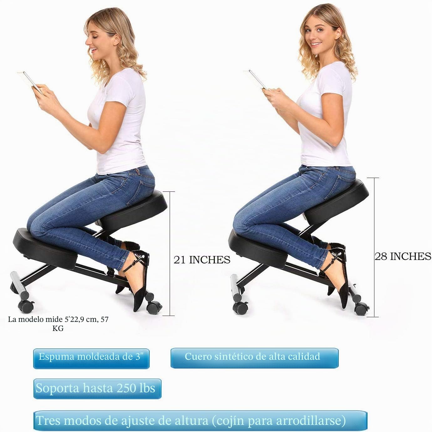 Himimi Silla ergonómica de Rodillas, Taburete para la Rodilla, para Mejorar la Postura, Ajustable, para casa y Oficina