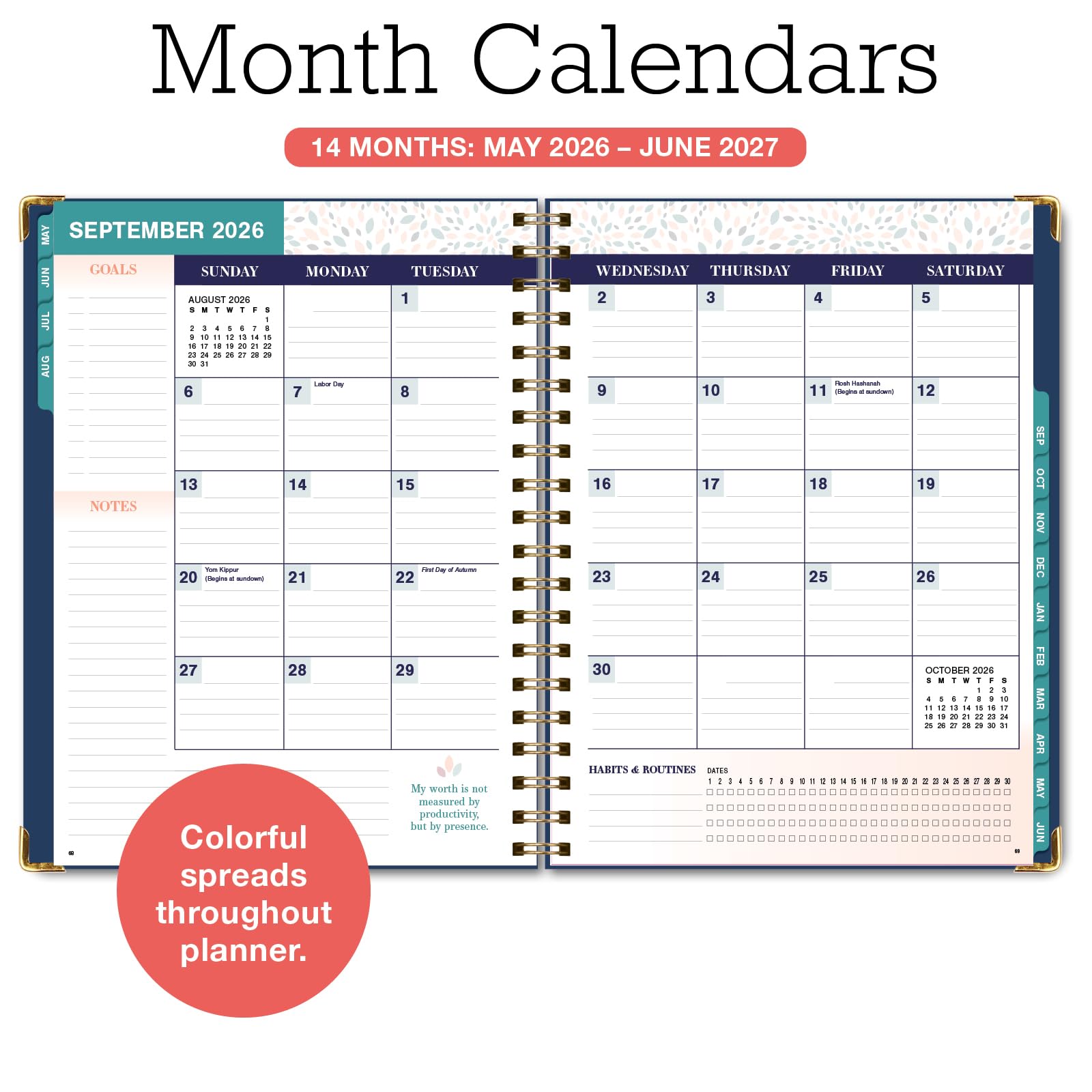 Familienplaner-Organizer – 21,6 x 27,9 cm Wochen- und Monatskalender (Mai 2026–Juni 2026). Für 5+ Personen, Mahlzeitenplanung, Budgetierung, Gewohnheiten-Tracker, Hardcover, Haushaltsplan-Organizer