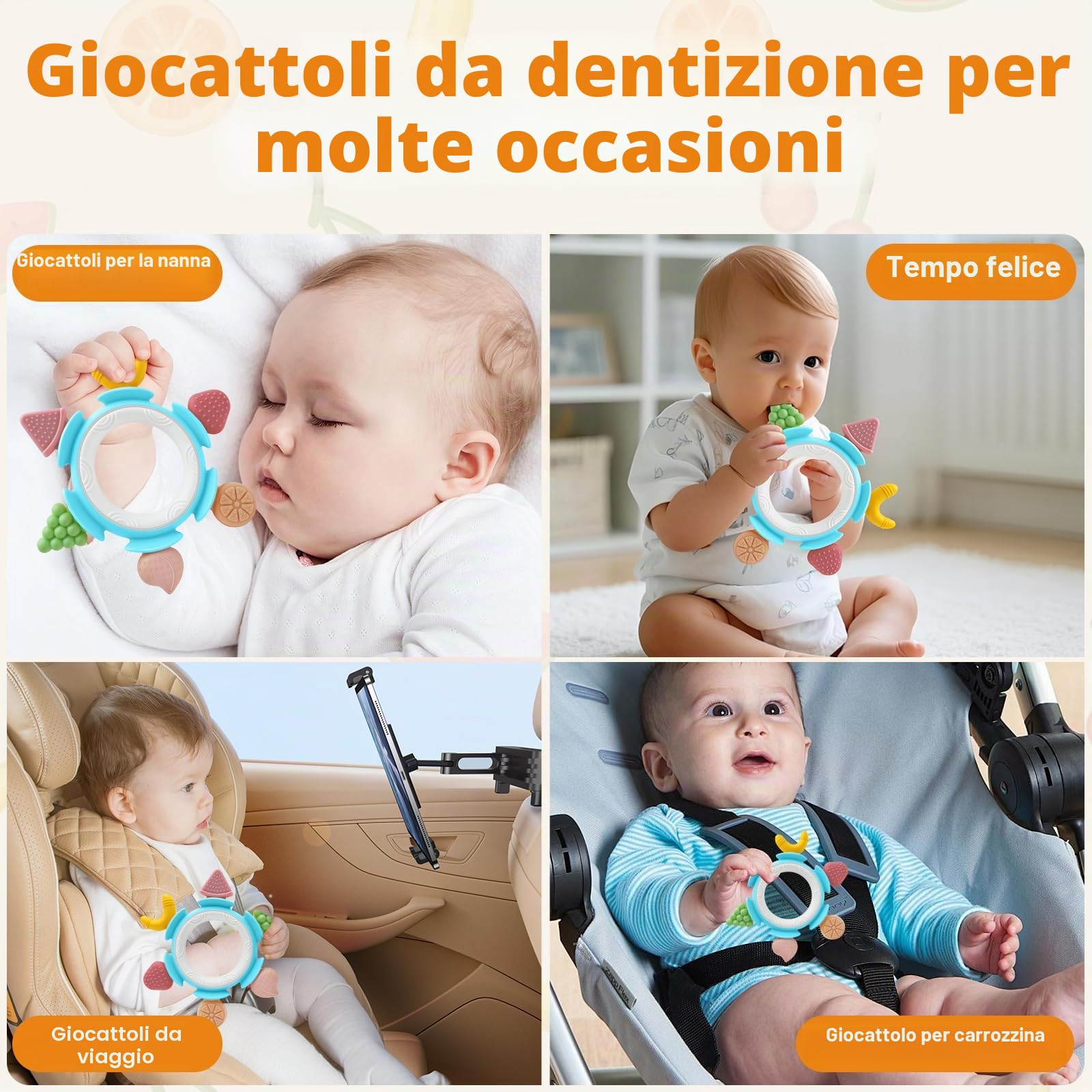 Massaggiagengive Silicone Neonati 0-6 Mesi Dentizione Giochi Sensoriale Bambina Bambino 1 Anno Blu