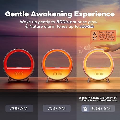 Miniatura 3 de Dekala Arches - Máquina de sonido calmante para dormir con ruido blanco, despertador con carga inalámbrica, altavoz Bluetooth, luz nocturna para