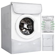 Copertura Lavatrice per Esterno – HAUSPROFI Coprilavatrice di Spessore Migliore per Lavatrici e Asciugatrice – Coperchio Lavatrice Impermeabile con Protezione Solare Argentati – 60 * 64 * 85 CM