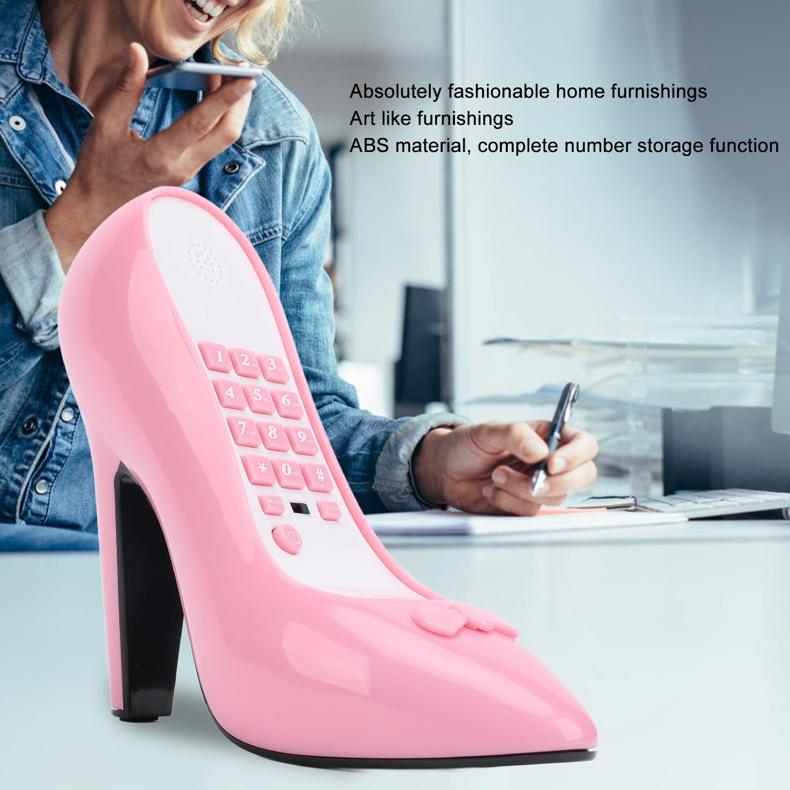 Telefono Fisso Vintage A Forma Di Tacco Alto – Cablato Con Memoria Numeri E Design Glamour - 3