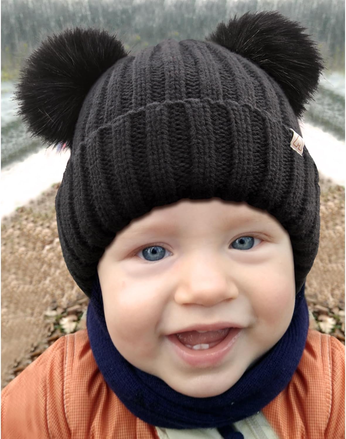 Hat Hut Toddler Beanie Satin Lined Beanie for Baby Winter Hats for Kids Pom Pom Beanie for Boys Girls - Image 6