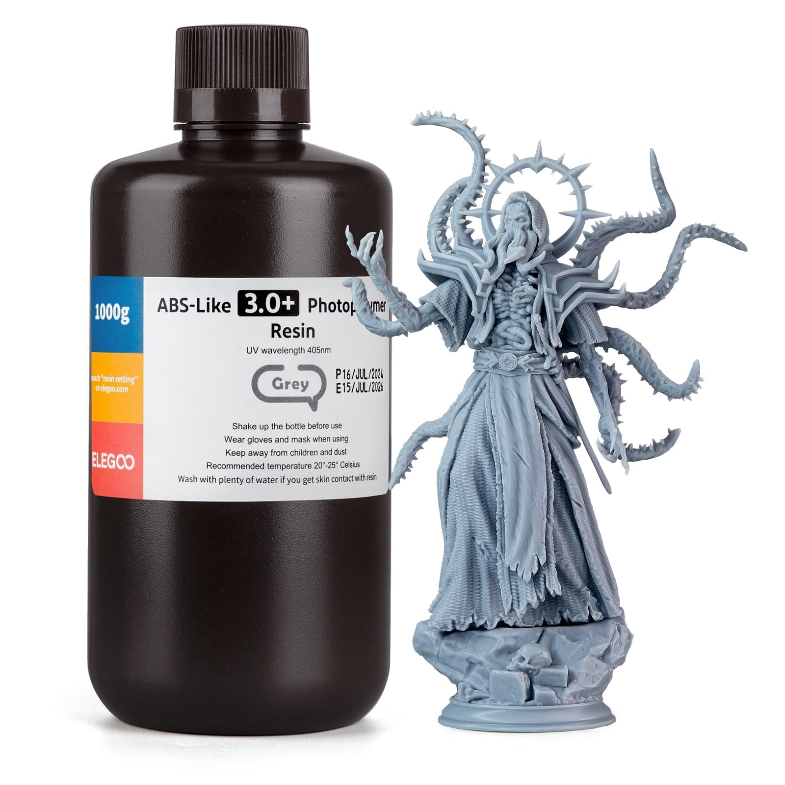 ELEGOO ABS Similar Resin 3.0+, Upgraded 3D Printer Copolymer Resin, Higher Heat Resistance Quick Drying High Precision Non-B Gray 1000Grams-image-31