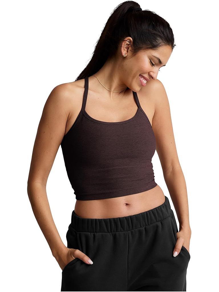 Brown Beyond Yoga Spacedye Slim Racerback Cropped Tank