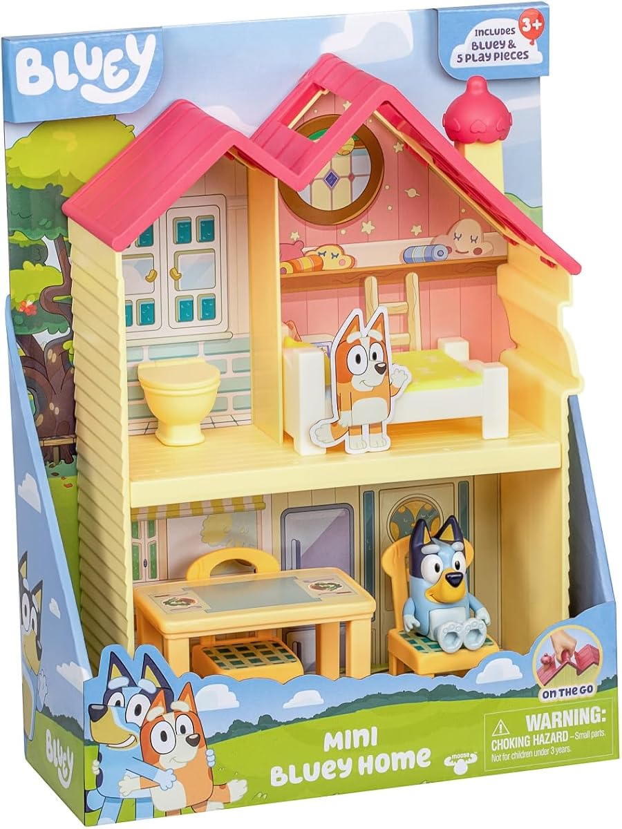 Mini Juego de Casa con Figura de 2.5"y 5 Accesorios, Juguetes de Casa de Juego de 3 Habitaciones con Asa de Transporte, Juguete de Viaje Compacto