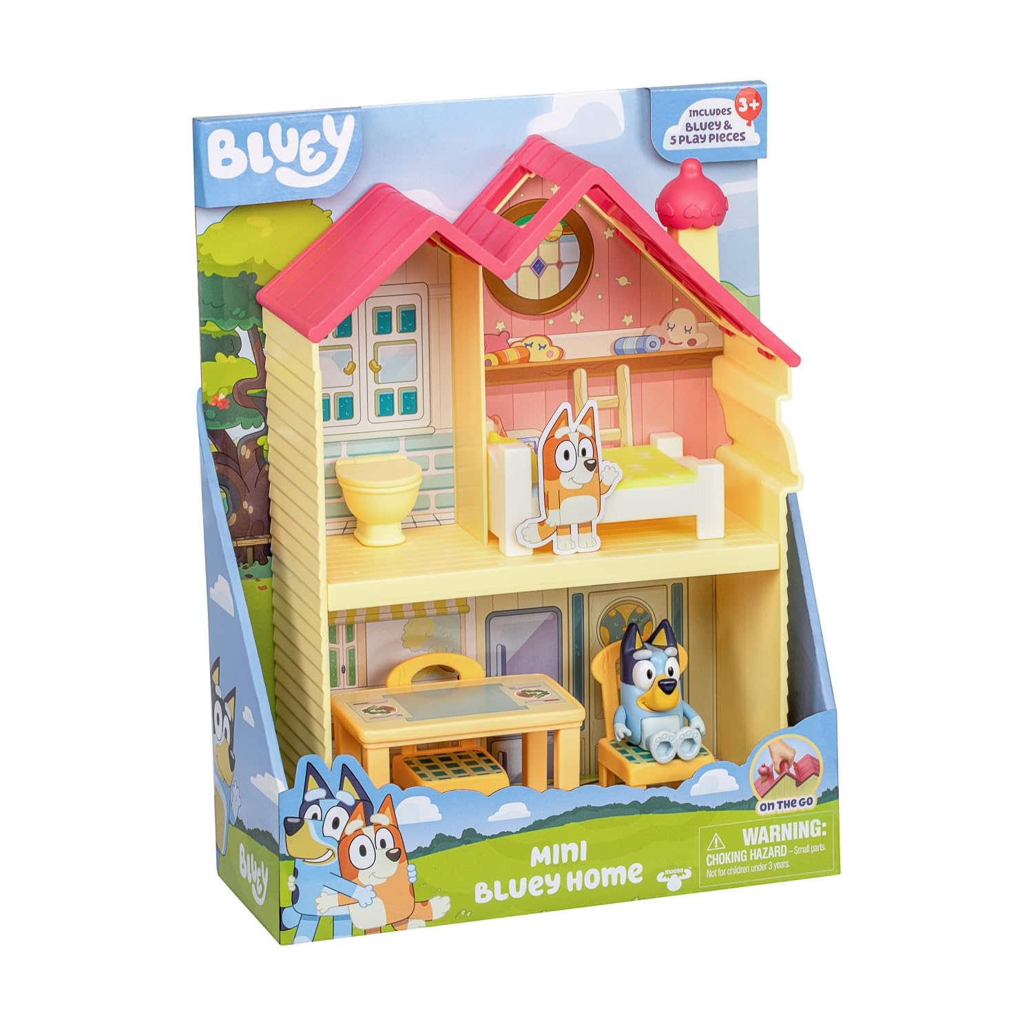 Bluey Mini Home Playset Compact House Playset With Carry Handle Three Different Rooms Kitchen, Bedroom and Bathroom Includes Figure With 5 Play Pieces