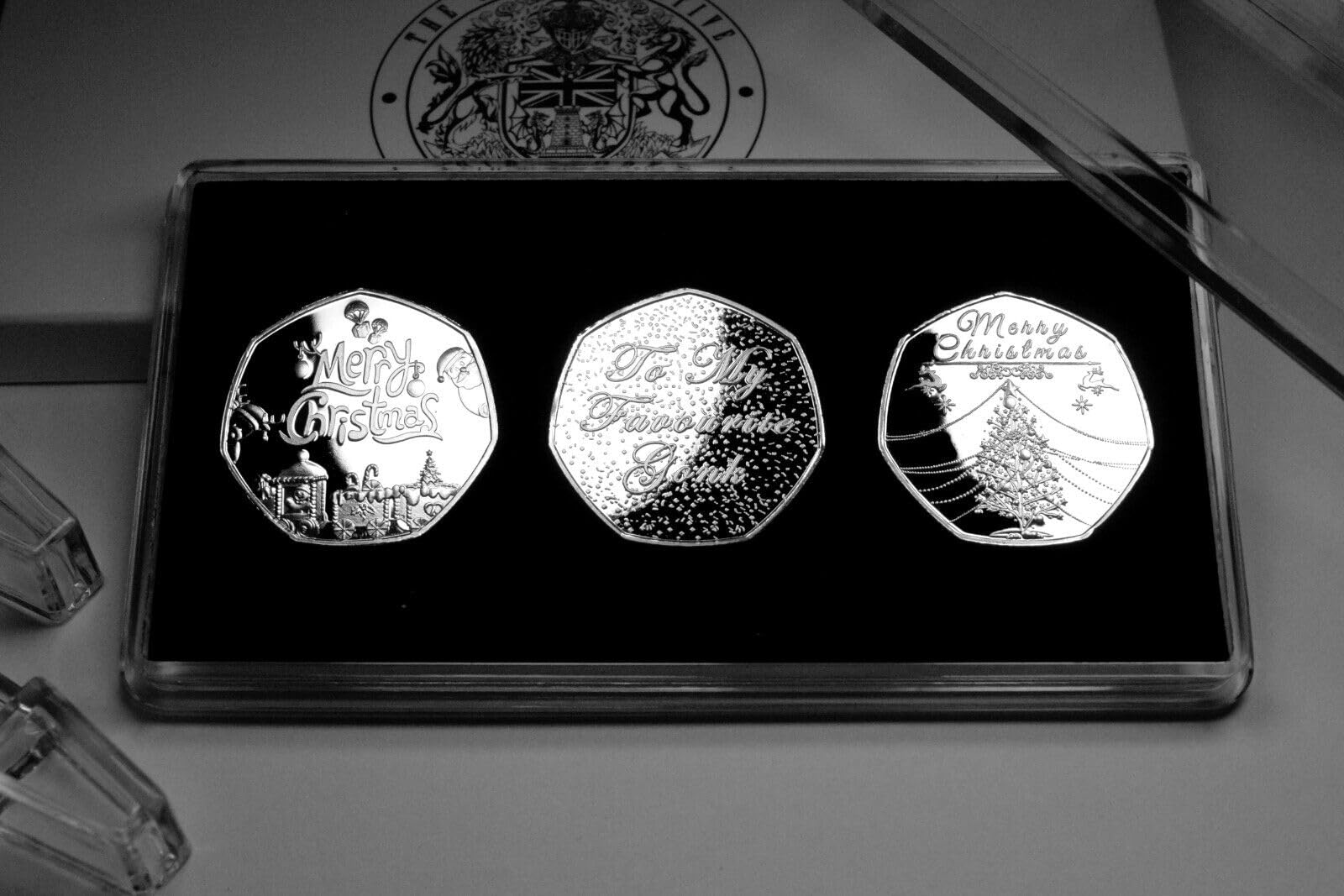 The Commemorative Coin Company Silver Trio Of Merry Christmas Commemoratives, Case & Gift Box. Favourite Gonk! Xmas Gift/Present Snowman/Gonk/Santa