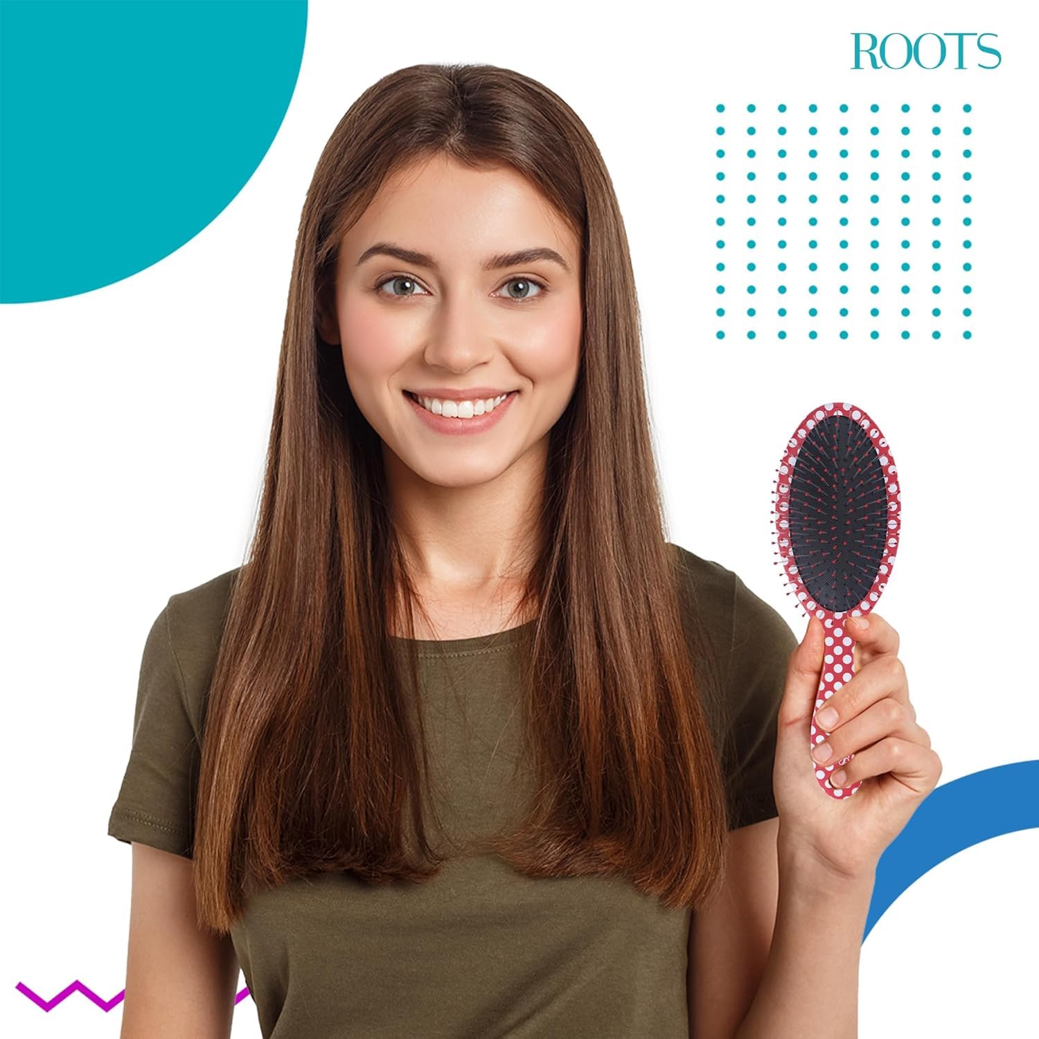 ROOTS Zero Tangle Oval Hair Brush | Flexi Cushion Base | Soft yet Firm Bristles | Damage-Free Detangling on Sensitive/Wet/Dry Hair | For Men & Women | Length - 5.7 Inch, Model No - RZTO-RP 3
