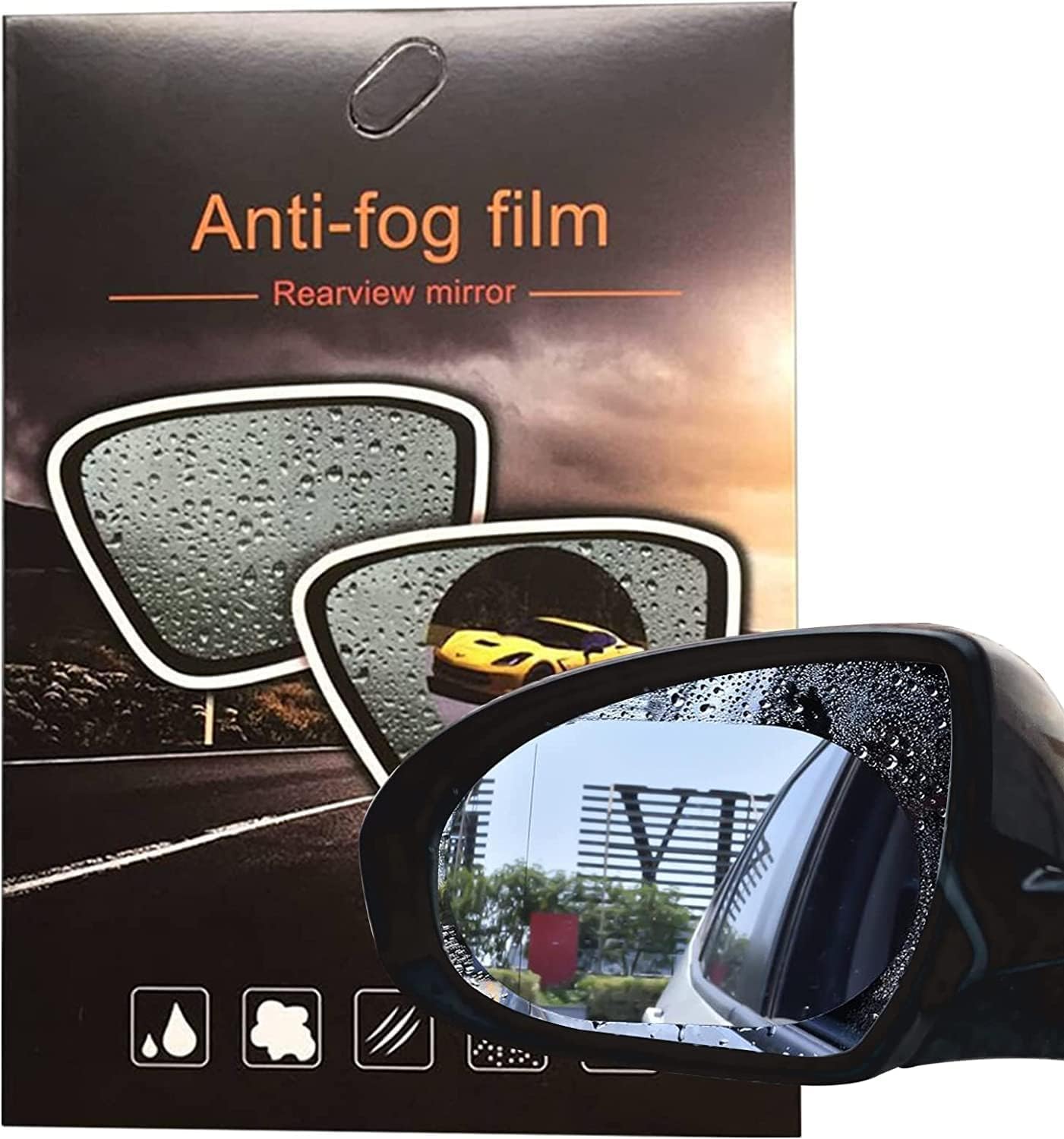 Auto Addict Car Accessories Rear-View Mirror Waterproof Anti Fog Rainproof Anti-Water Protective Film Sticker for Car (Square - 2 PCs + Oval - 2 PCs) for Maruti Suzuki Wagonr Type-3 (2010-2018)-image-6