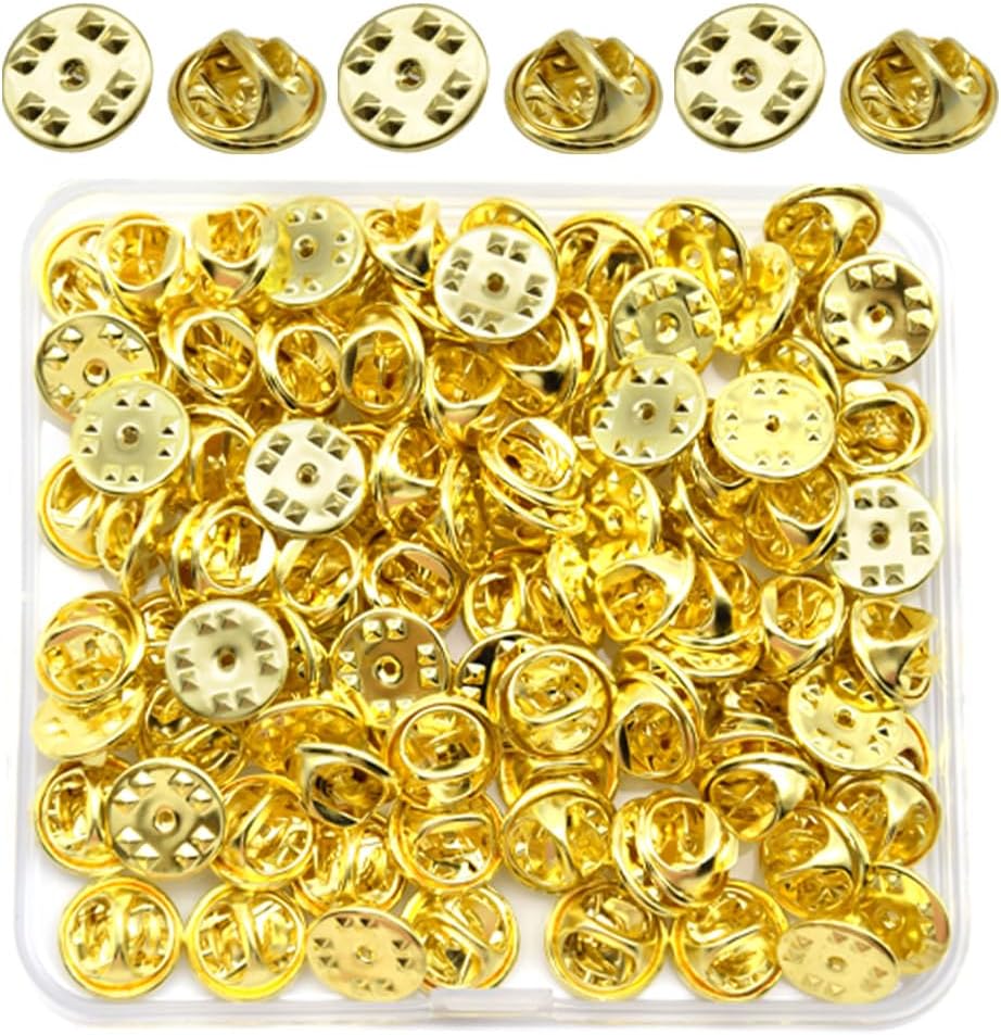 100 Pcs Locking Pin Backs 11mm Brooch Pin Back Butterfly Pin Keepers Insignia Clutches Pin Backs Replacement Metal Lapel Pin Backing for Tie Hat Badge (Rose Gold/BJ-Y)