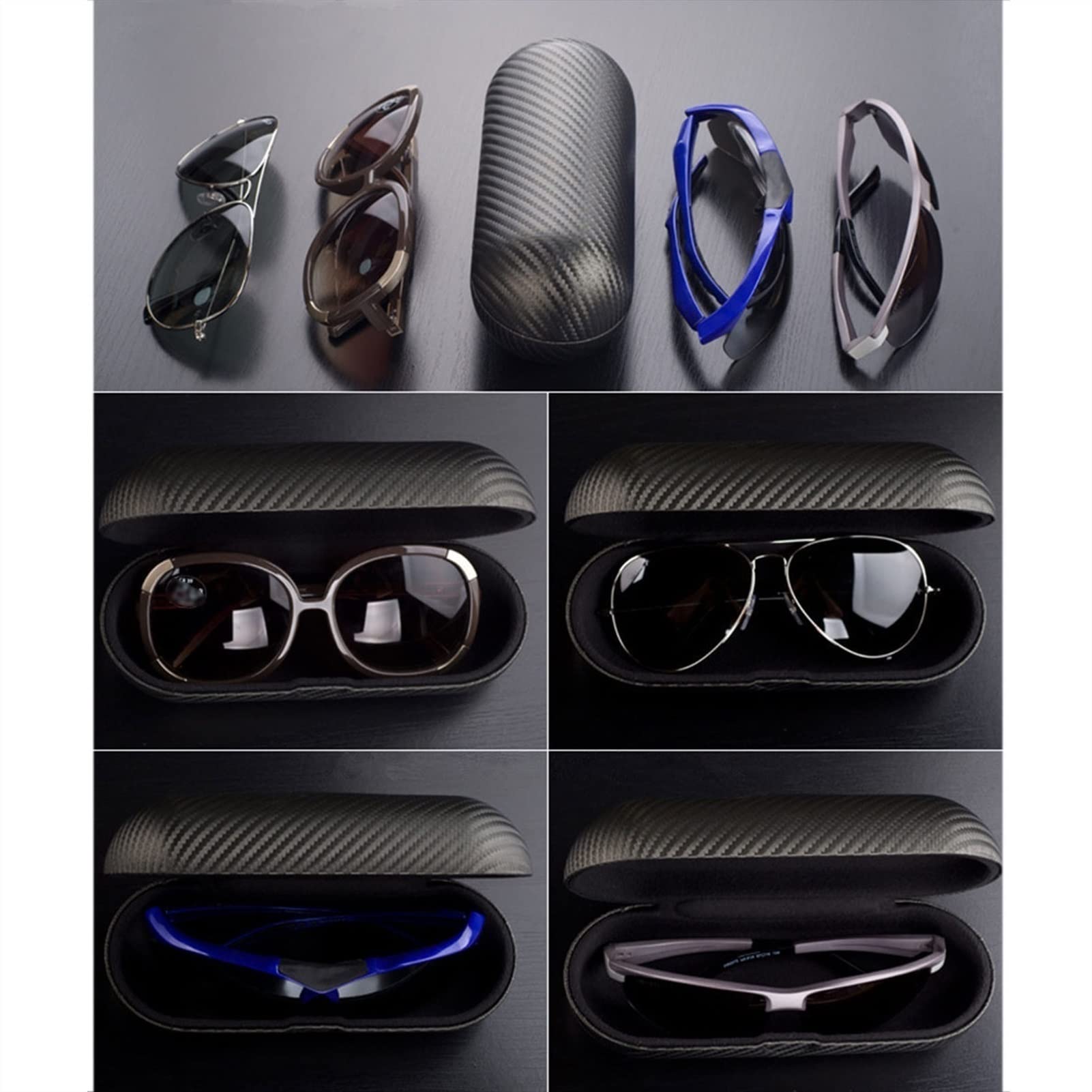 UNNS Coupe de Lunettes de Soleil Étui de Lunettes de Soleil Portable Black Men's Eyewear Case Ladies Glass Solder Protect Case (Color : A)