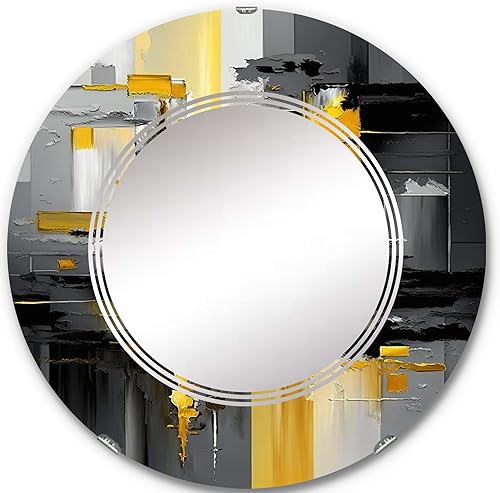 Miniatura 6 de DesignQ Espejo de tocador abstracto geométrico negro y amarillo en V, espejos de baño, espejos de pared para sala de estar, dormitorio, espejo