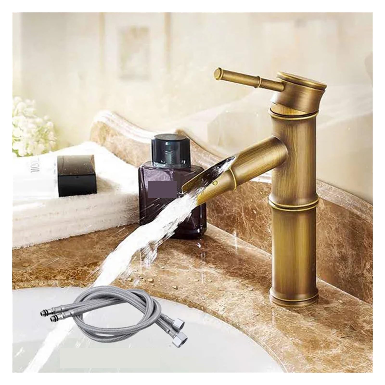 Jvddi Brass - Color A Basin Faucets Waterfall Bathroom Faucet Single Handle Basin Mixer Tap Bath Antique Brass(Brass - Color A)