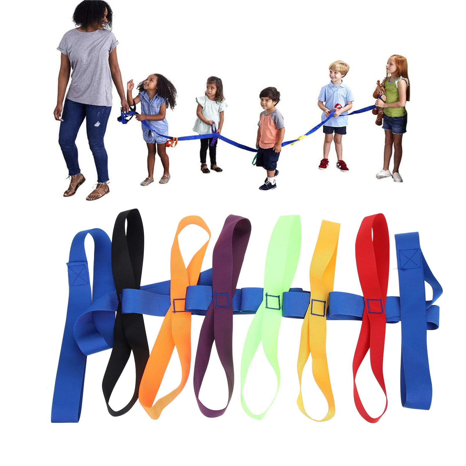 Gadpiparty Corde de marche de sécurité pour enfants avec 16 poignées, corde de marche réglable en plein air, corde de sécurité pour garderie, jardin d'enfants