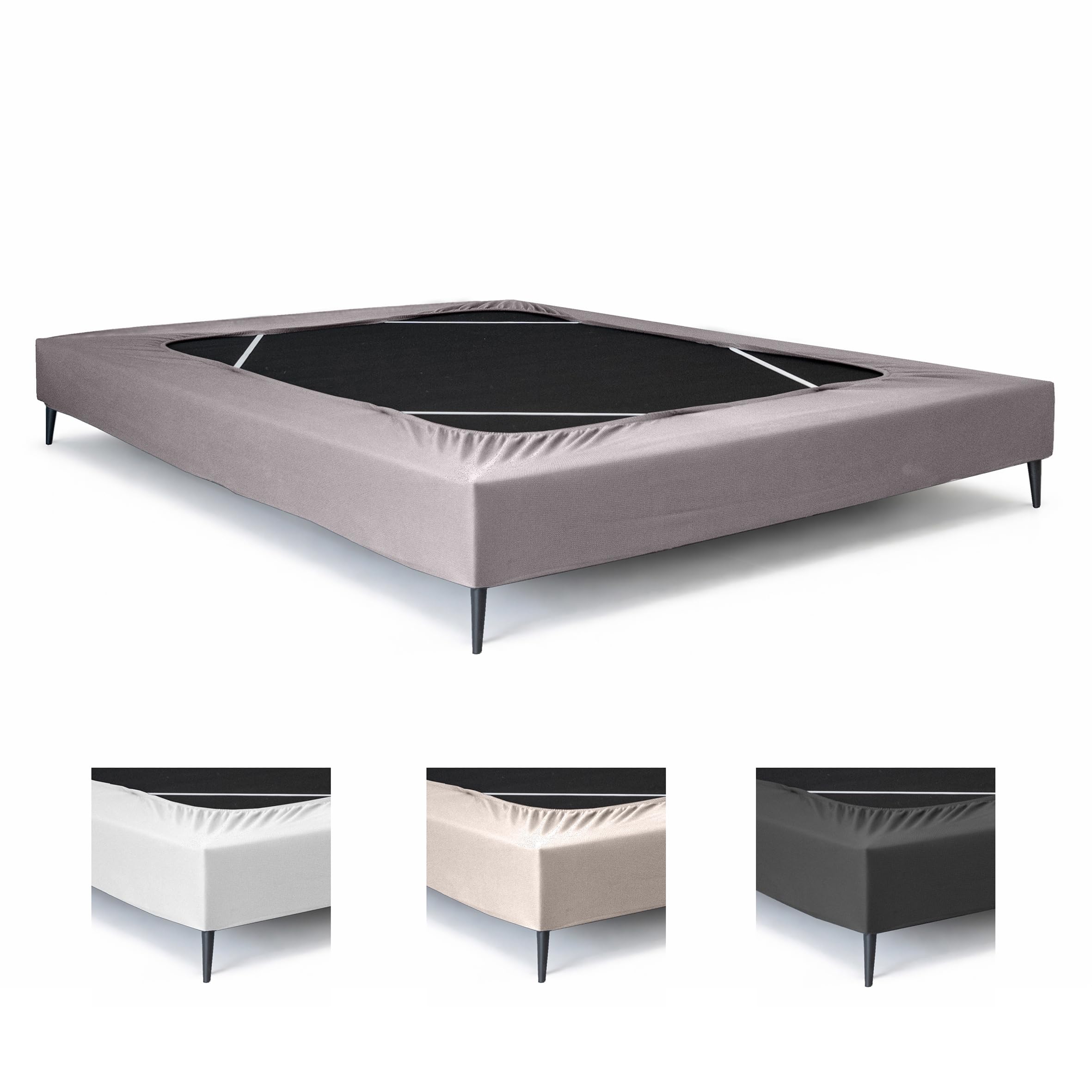 Texhome Elastic Bed Base Cover 135/140 x 200 cm Adjustable Light | Highly adaptable stretch fabric with adjustable skirt to protect the base of the bed from dust and wear.