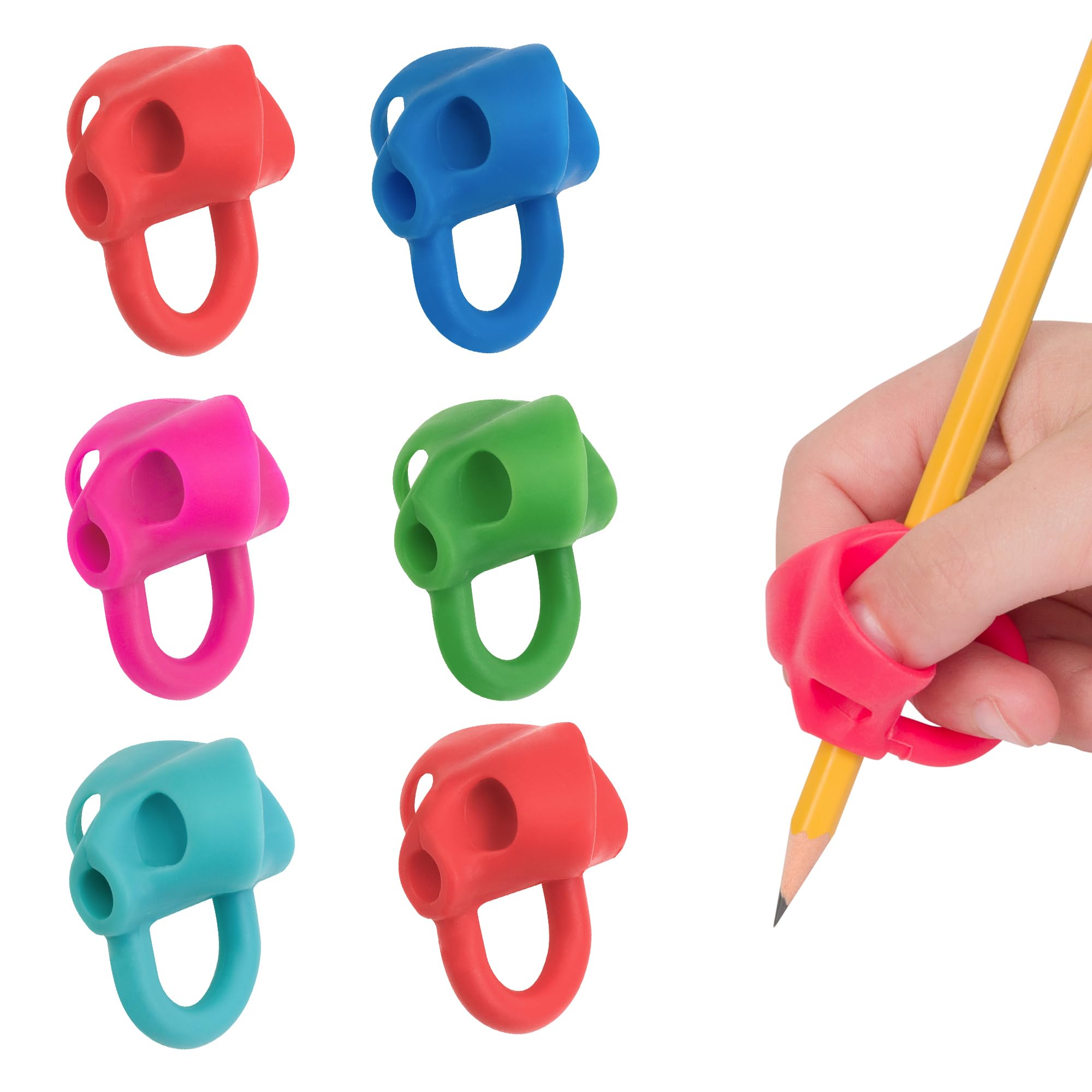 The Pencil Grip Pencil Grip The Classics Ring Grip Ergonomic Writing Aid, for Right or Left Handed Users, Assorted Colors, Pack of 6 (TPG-17306)