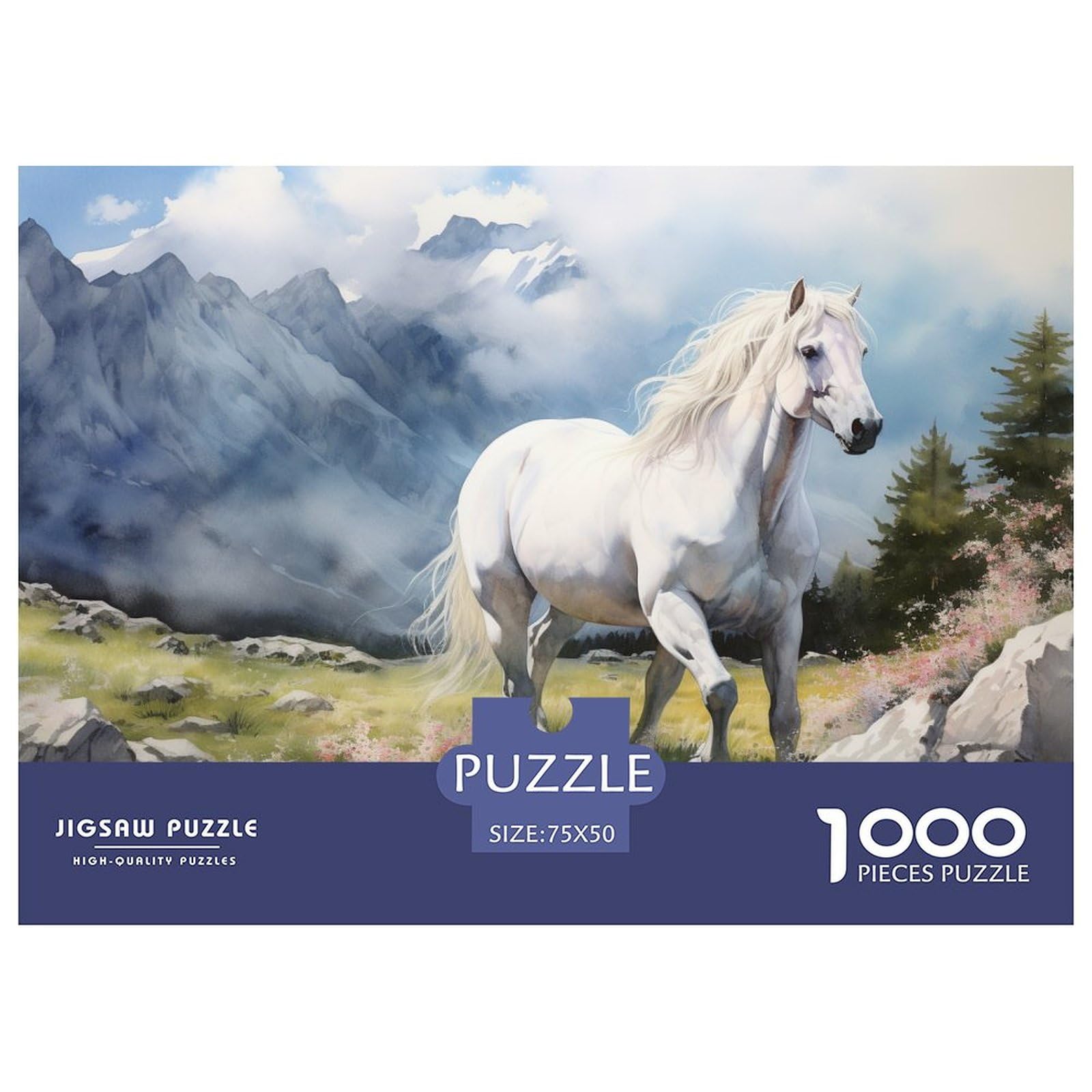 Puzzle, Biały Koń W Górach Zabawa Dla Dorosłych Blade Konie Puzzle Zabawka Gra Intelektualna Gra Edukacja Domowa Zabawka Antystresowa/Style-5/1000Pcs (75X50Cm)