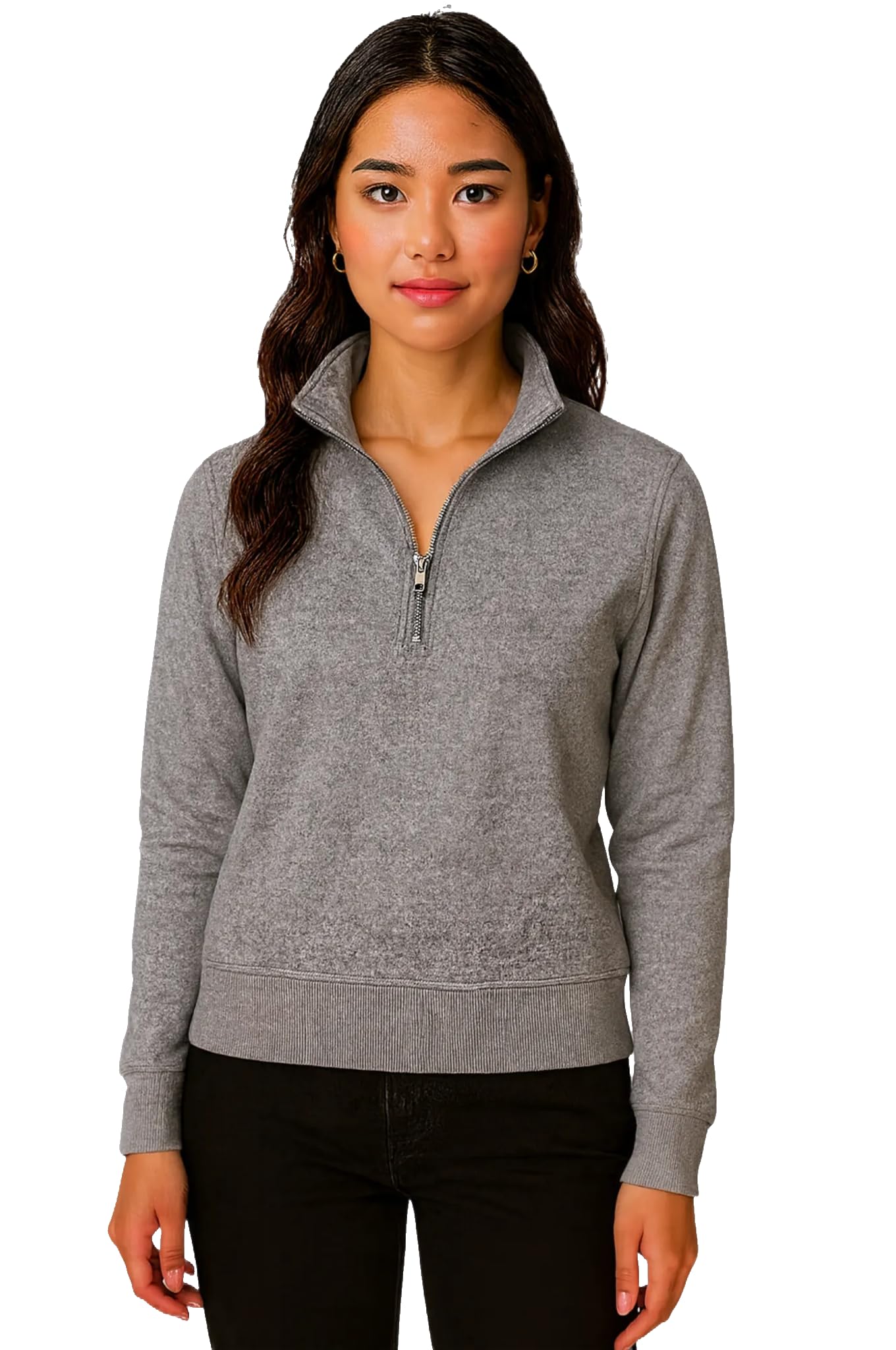 Women’s Fleece Half-Zip High Neck Sweatshirt | Warm & Stylish Winter Wear -M4502-image-46