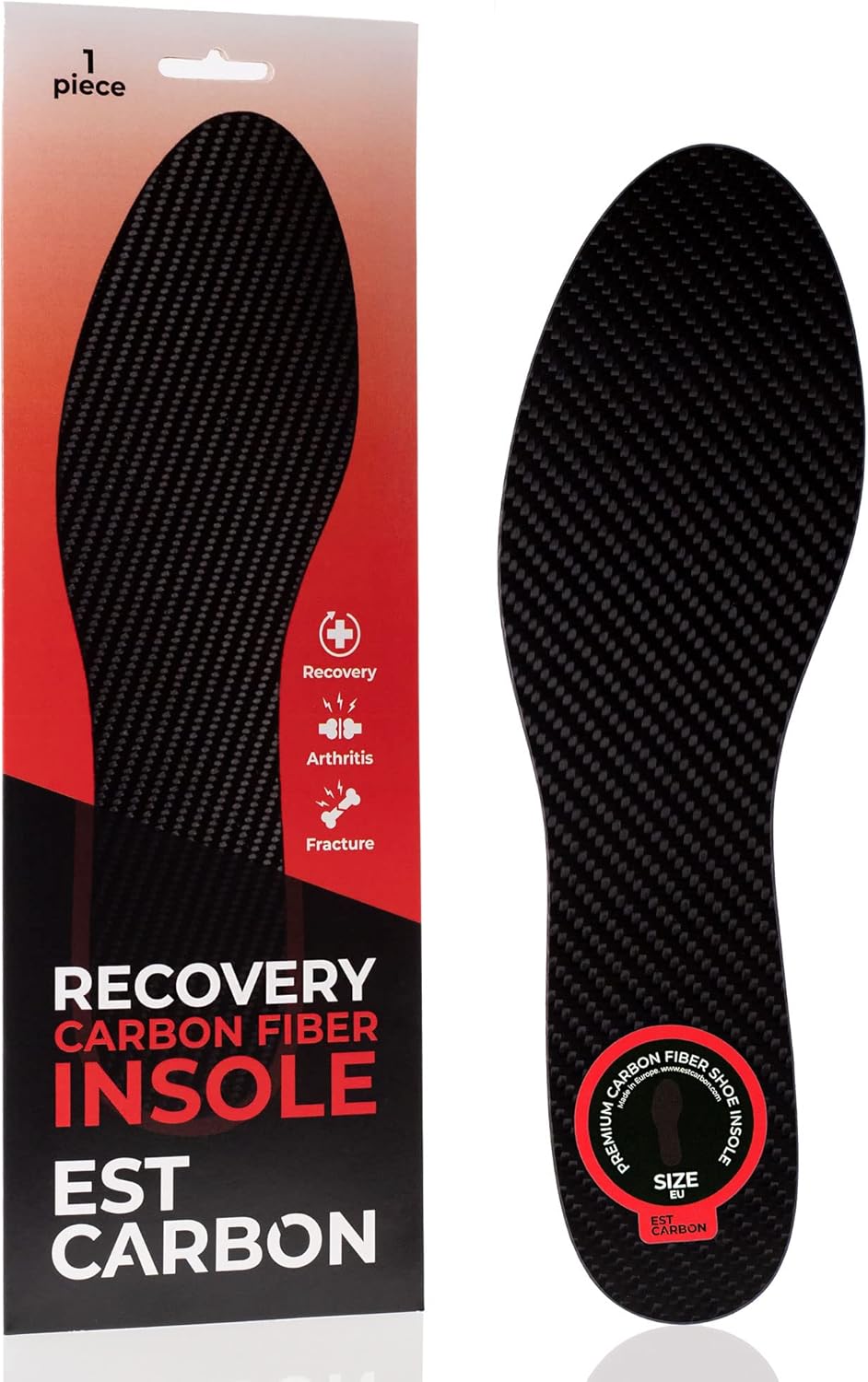 Recovery Carbon Fiber Insole, 1Piece, Shoe Insert, Very Rigid Ortho