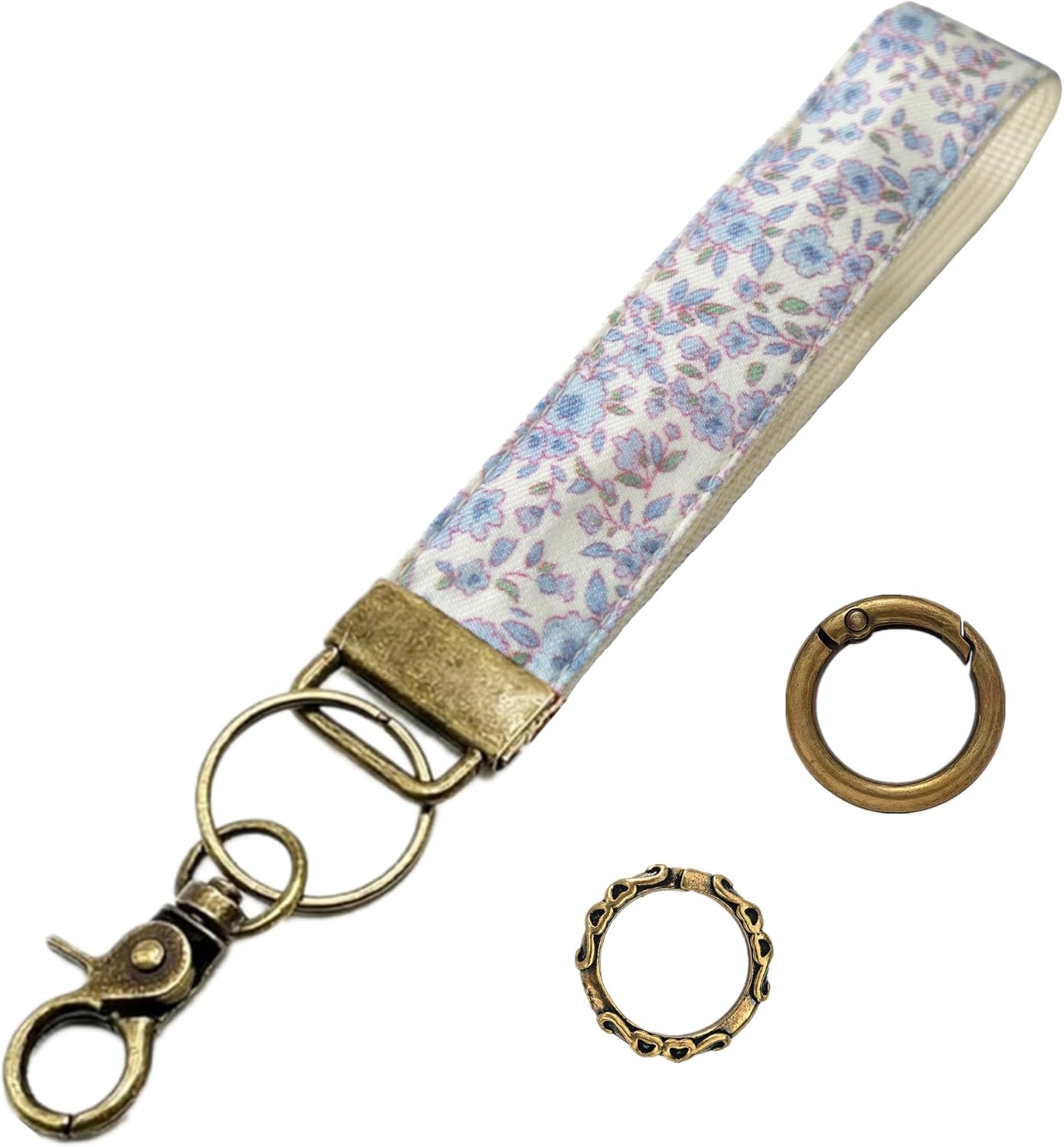 Boho Vintage Embroidered Floral plant Wristlet Keychain for Women