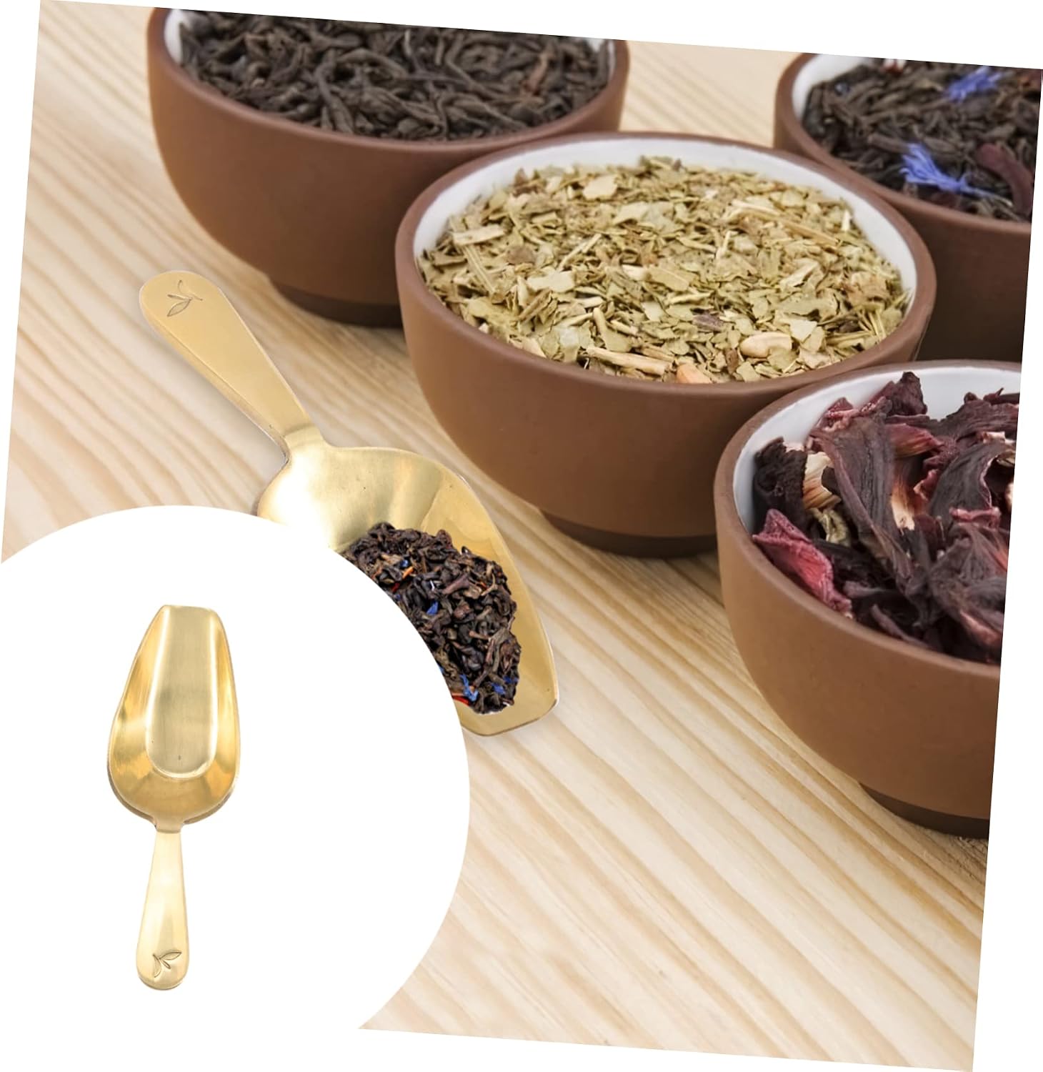 VALICLUD Brass Tea Scoop Mini Tea Shovel for and Coffee Beans Seamless One Design Thickened Practical Scoop for Canisters and Kitchen Use