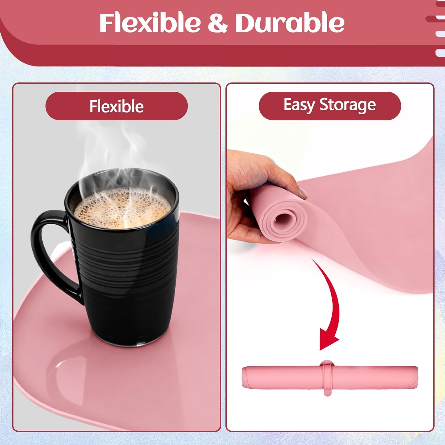 24"x16" Oval Silicone Mats for Crafts - Non-Slip Painting Mat with Raised Edges, Reusable Table Protector for Resin, Clay, Paint ,Playdough ,Jewelry-Making & Crafts Creation (Pink) - Image 6