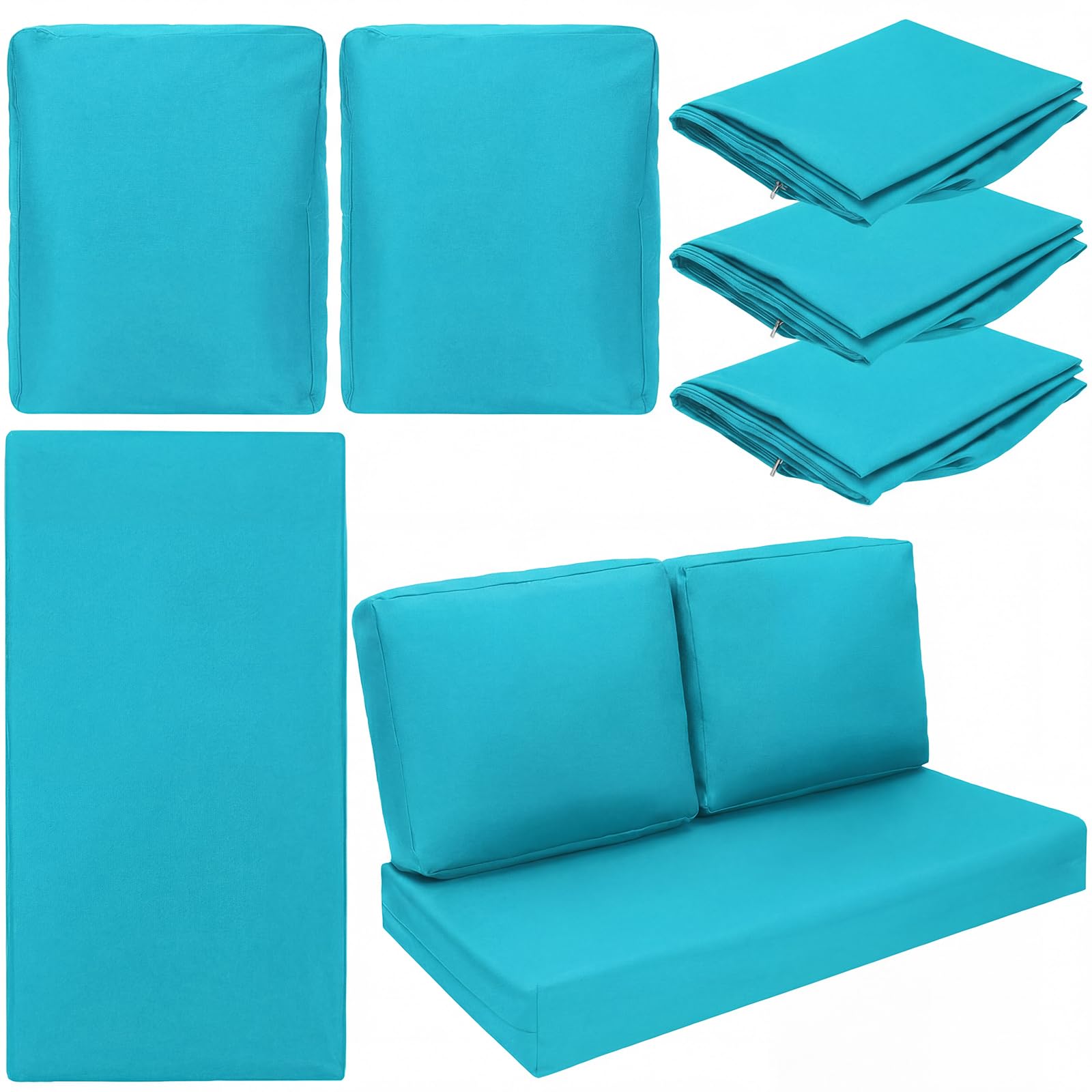 Wenqik 3 Pcs Waterproof Outdoor Seat Cushion Covers Slipcover, Peacock Blue