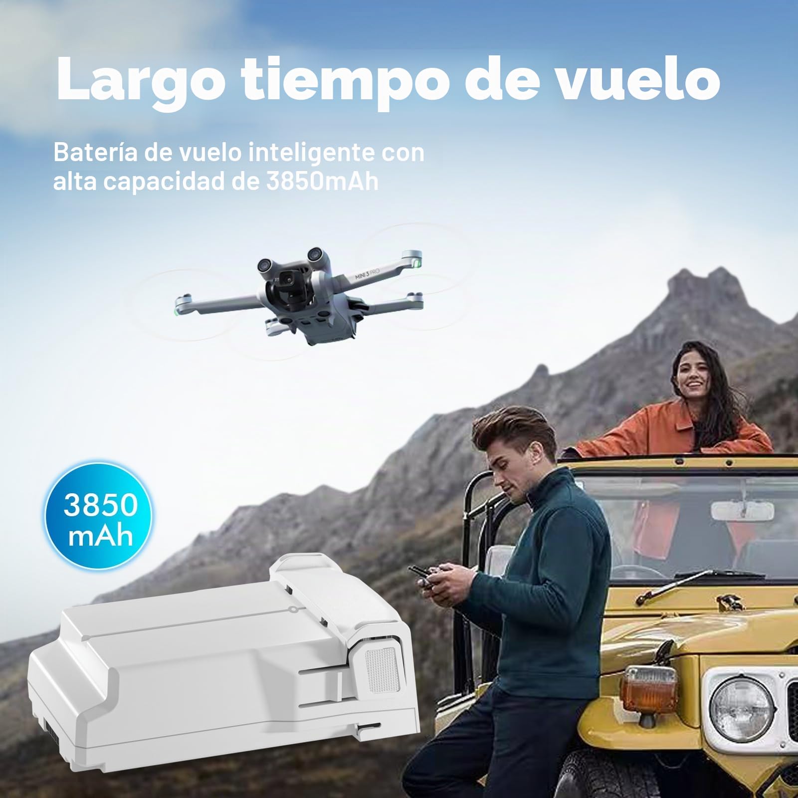 Treeboy Batería de vuelo inteligente Plus para DJI Mini 4 Pro/Mini3/Mini 3 Pro, 3850 mAh, 47 mins, actualización de tiempo de vuelo 2025