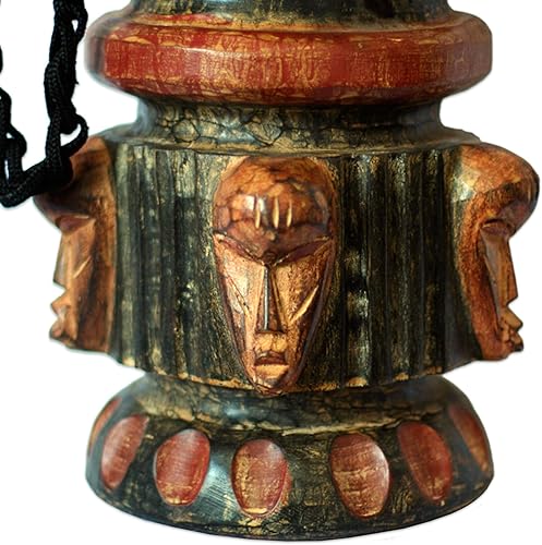 Miniatura 5 de NOVICA Tambor Djembe de madera tallada a mano con correa de algodón, piensa juntos