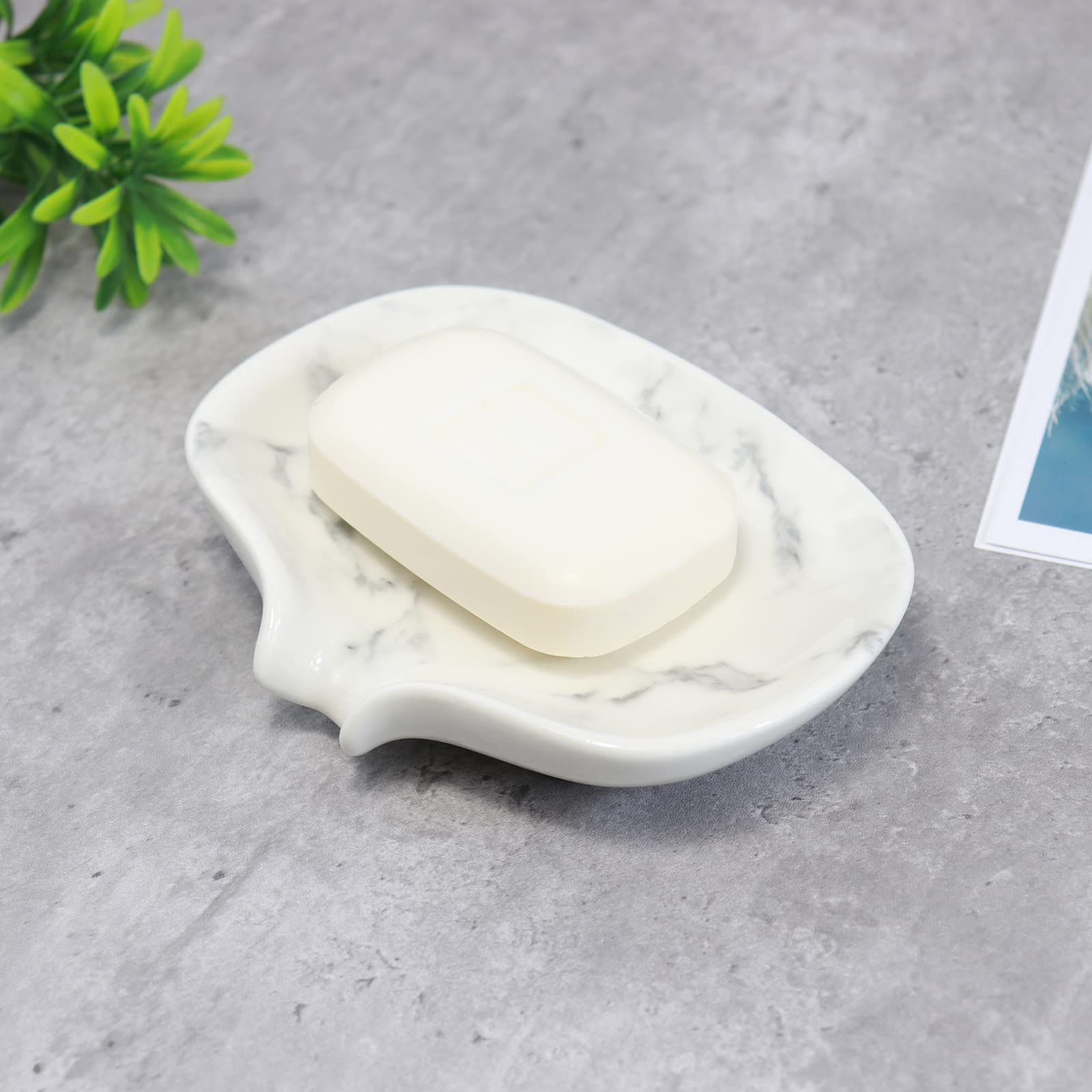 Portasapone in ceramica con struttura in marmo, portasapone, portasapone autosenoso, a cascata, porta spugne, accessori da bagno per bagno, cucina, bancone da bar.