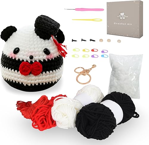Miniatura 9 de LUCK HEAVEN Kit de ganchillo para parejas para principiantes, manualidades para adultos y niños  Valantine amigurumi Panda Yarn Animal con