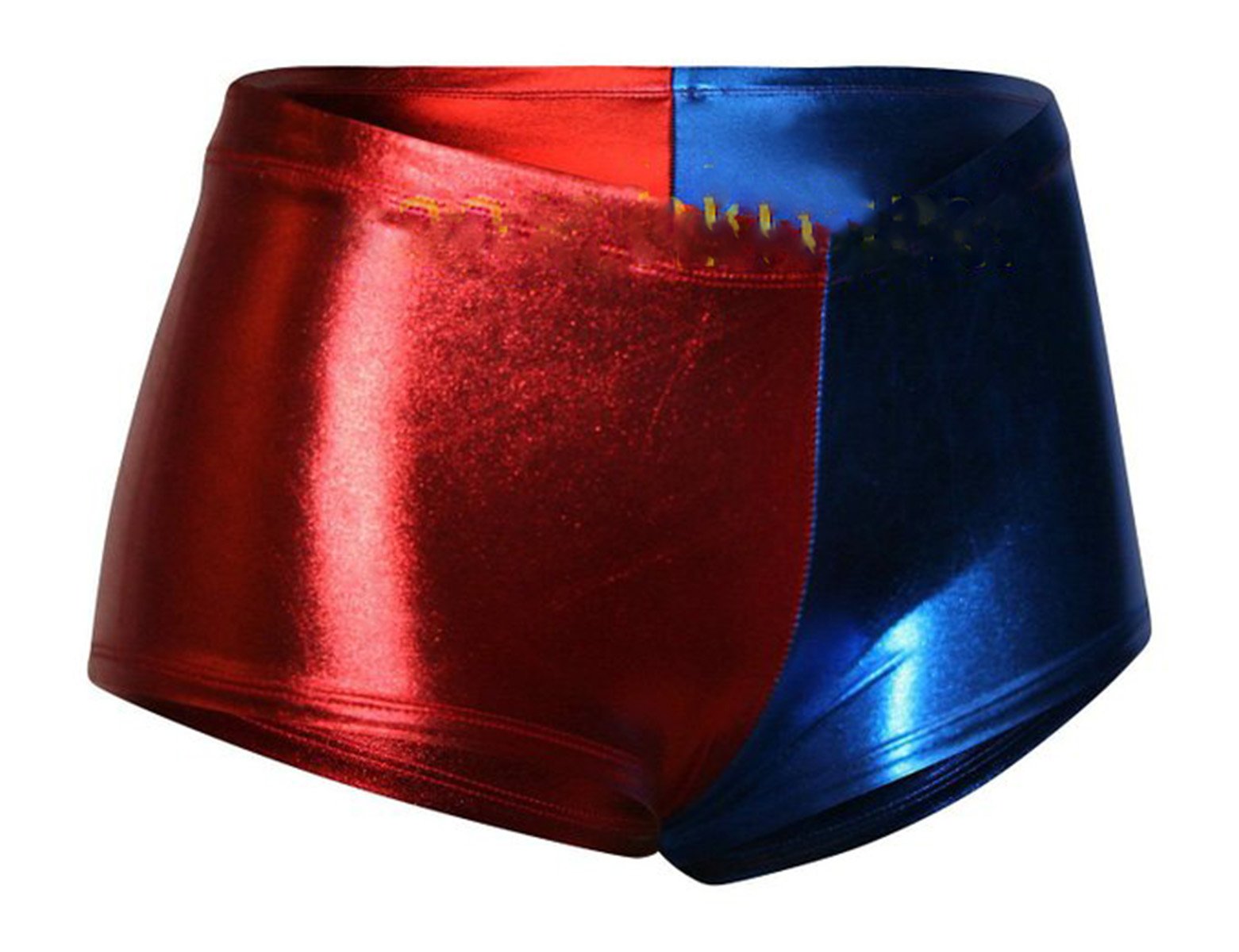 GirlzWalk Low Rise Cheeky Metallic Red and Blue Cosplay Booty Shorts